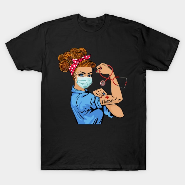 Custom Name Nurse Rosie The Riveter Girl Shirt Nurse Life Tee CNA RN T-shirt T-Shirt by Cheridle12